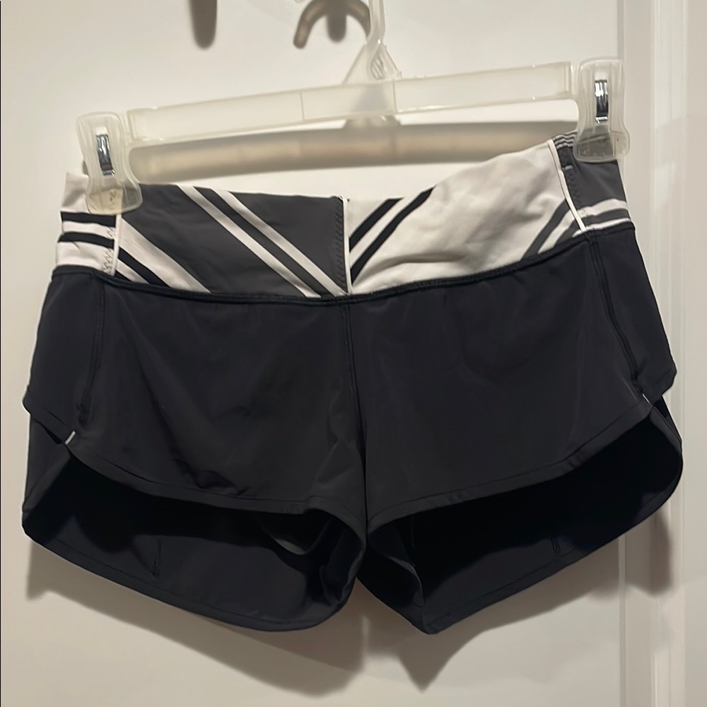 Black and White Geometric Athletic Shorts